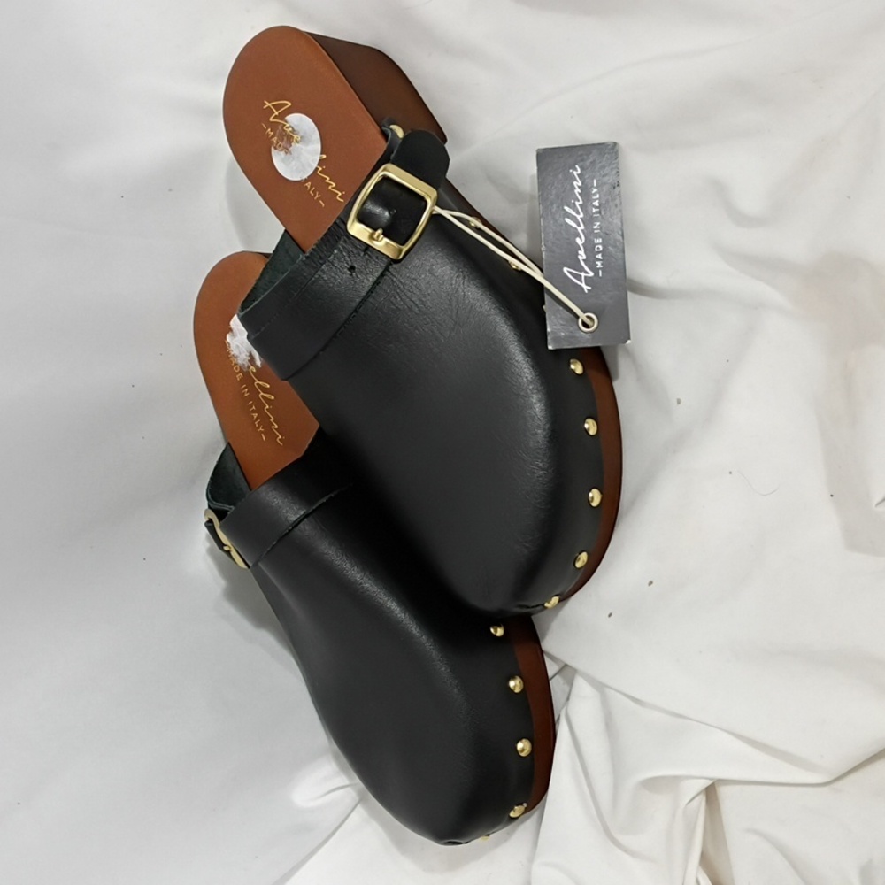 NWOB Avellini Black And Brown Clog Women's Size EU 38  US 7.5 Italian Made